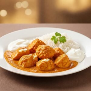 Creamy Chicken Tikka Masala with Rice and Yogurt